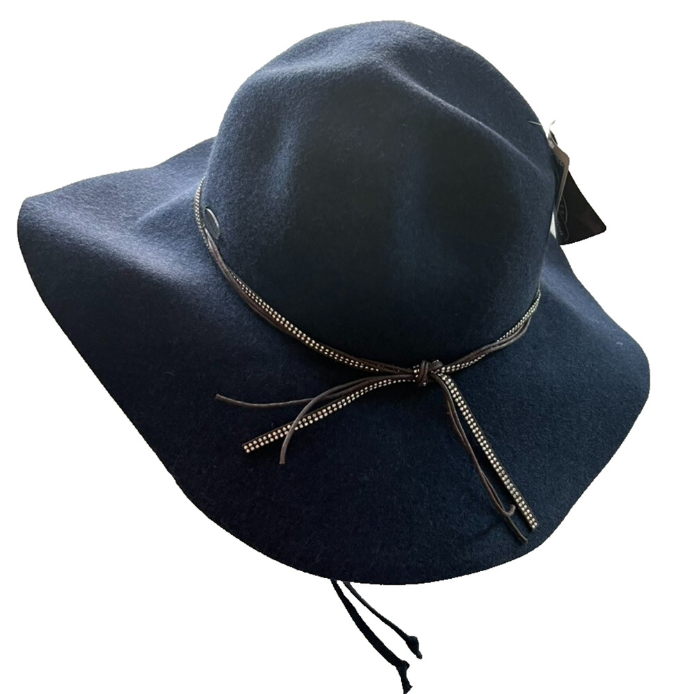 Wallaroo Hat Company Sun Hat Women's Felt Wool UPF 50+ Sun Protection Navy NWT